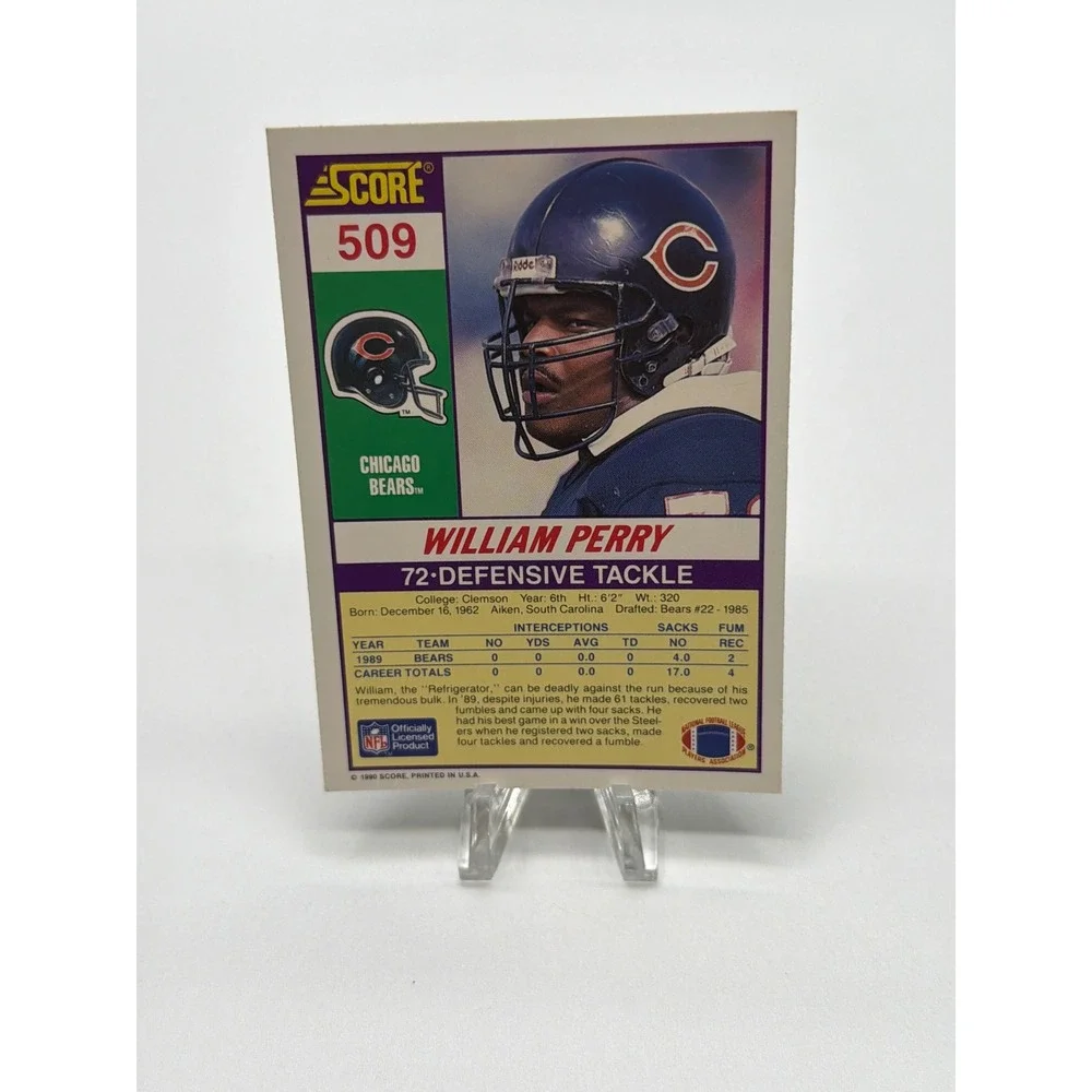 1990 Score William Perry Chicago‎ Bears #509 Football Card The Refrigerator NFL
